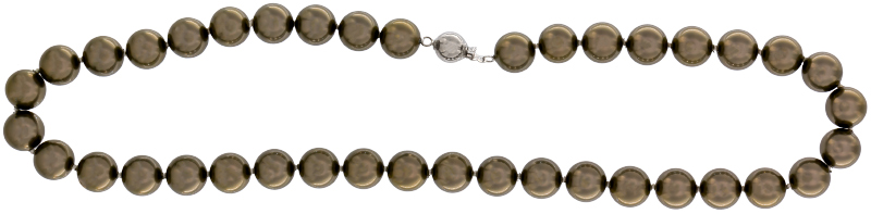 Perlmutt Braun-Grau Kette 46cm, ca. 10mm Perlengröße Collier Halskette Mother-of-Pearl MOP07
